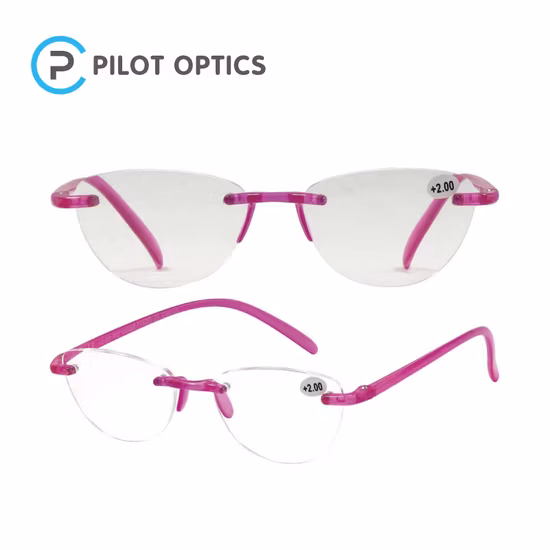 Pilot Optics Designer-Lesebrillen aus Kunststoff, randlos, mehrere pro Packung