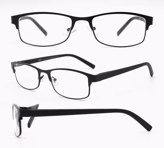 Heißer Verkauf dünne Draht ovale Rahmen individuelles Logo Retro schwarze Lesebrille flexible Scharnier verstellbare Nasenpads Metall Lesebrille (WRM21055)